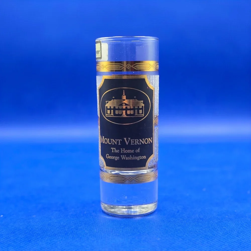 Culver Mount Vernon Shot Glass 22k Gold George Washington Home Tall Shooter